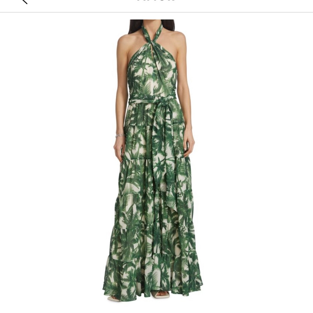 AMUR - Ellis Palm Tree Printed Maxi Dress